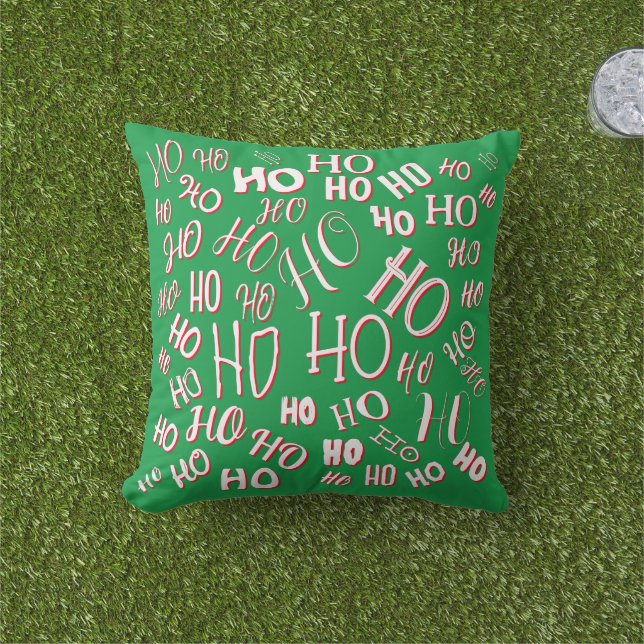 HO HO Weihnachts-Textmuster weiß grün rot Kissen (Golfball-Marker)