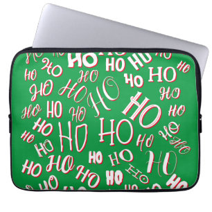 HO HO Weihnachts-Textmuster weiß grün rot Laptopschutzhülle