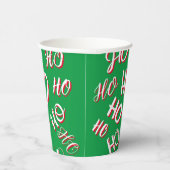 HO HO Weihnachts-Textmuster weiß grün rot Pappbecher (Rechts)
