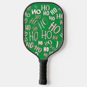 HO HO Weihnachts-Textmuster weiß grün rot Pickleball Schläger (Rückseite)