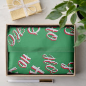 HO HO Weihnachts-Textmuster weiß grün rot Seidenpapier (Geschenk)