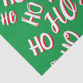 HO HO Weihnachts-Textmuster weiß grün rot Seidenpapier (Detail)