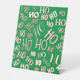 HO HO Weihnachts-Textmuster weiß grün rot Sockelschild