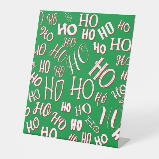 HO HO Weihnachts-Textmuster weiß grün rot Sockelschild (Vorderseite)
