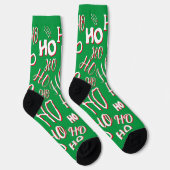 HO HO Weihnachts-Textmuster weiß grün rot Socken (Rechts)