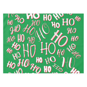 HO HO Weihnachts-Textmuster weiß grün rot Tischdecke