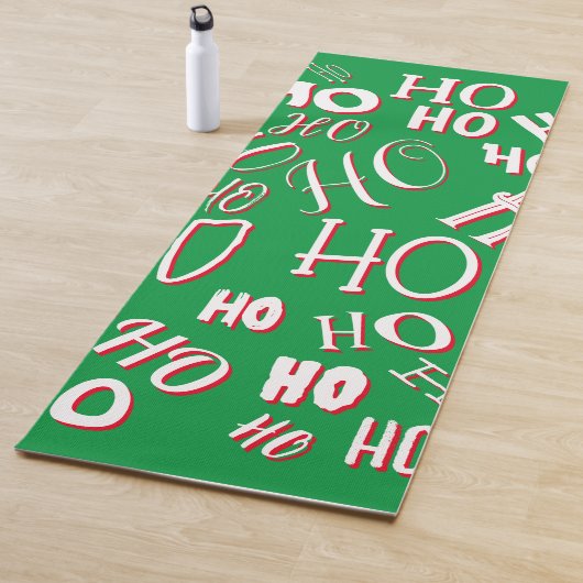 HO HO Weihnachts-Textmuster weiß grün rot Yogamatte (Beispiel)