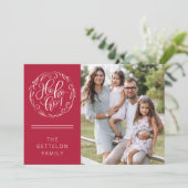 Ho ho! Weihnachts-Urlaub Fotokarte Einladung (Stehend Vorderseite)