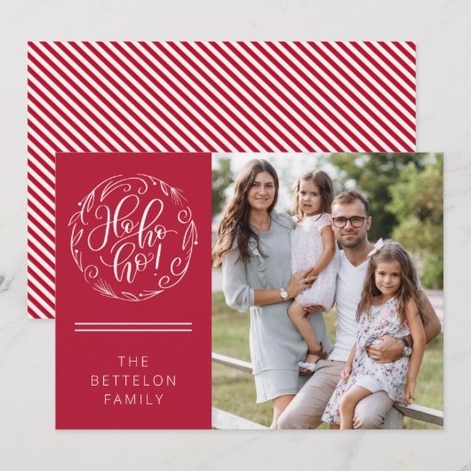 Ho ho! Weihnachts-Urlaub Fotokarte Einladung (Vorne/Hinten)