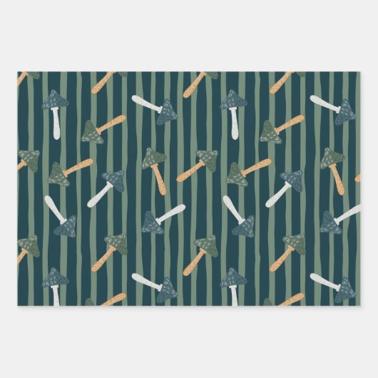 Ho ho Weihnachtsbäume und Pilzmuster Niedlich Geschenkpapier Set (Vorderseite 2)