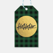 HO HO Weihnachtsfeiertag Green Buffalo Kariert Geschenkanhänger (Rückseite)
