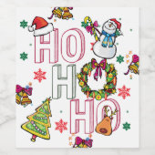 HO HO Weihnachtsflasche Doodle Art Weinetikett (Einzelnes Label)