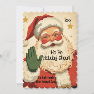 Ho Ho Weihnachtsfreude Retro Weihnachtsmann Weihna Feiertagskarte