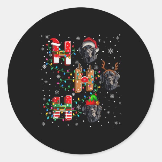 Ho Ho Weihnachtsmannmütze Elf Matching Labrador Re Runder Aufkleber (Vorderseite)