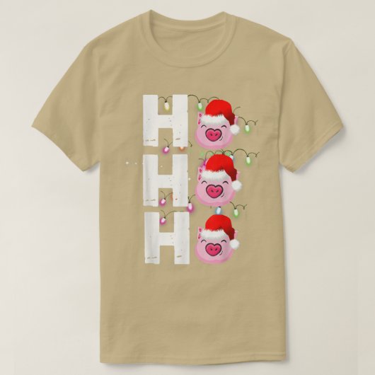 HO HO Weihnachtsmannmütze Funny Pig Weihnachten T-Shirt (Design vorne)