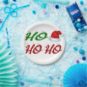 Ho Ho Weihnachtsmannmütze Rot-Grün-Drehbuch Weihna Pappteller (Party)