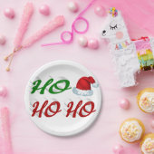 Ho Ho Weihnachtsmannmütze Rot-Grün-Drehbuch Weihna Pappteller (Party)