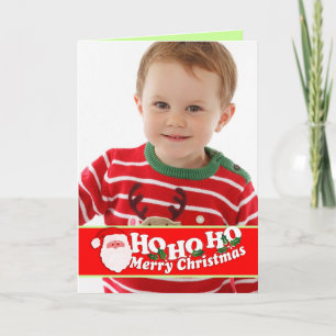 Ho Ho Weihnachtsrot Ihre Fotokarte hinzufügen Feiertagskarte