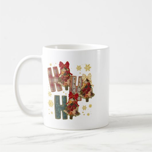 Ho Ho Xmas Ho Patchwork Coquette Cow Kariert Weihn Kaffeetasse (Links)