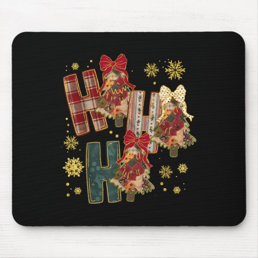 Ho Ho Xmas Ho Patchwork Coquette Cow Kariert Weihn Mousepad (Vorne)