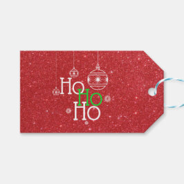 Ho Ho zu Auswirkungen auf den roten Glitzer Geschenkanhänger
