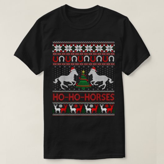 Ho Horses Xmas Ugly Christmas Sweater Reittier T-Shirt (Design vorne)