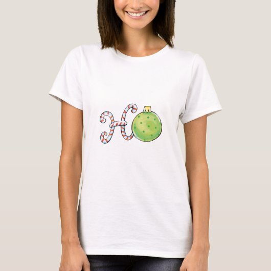 Ho in Candy Canes und ein Round Christmas Ornament T-Shirt (Vorderseite)