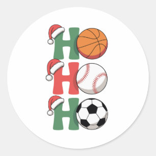 Ho Santa Weihnachten Basketball Baseball Fußball X Runder Aufkleber