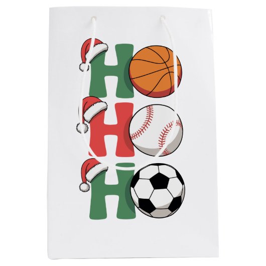 Ho Weihnachten Basketball Baseball Soccer Xmas Mittlere Geschenktüte (Vorderseite)