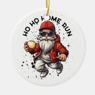 Ho Zuhause Run Baseball Santa Keramik Ornament