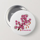 Hoa Dao Happy New Year Button (Vorne & Hinten)