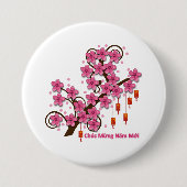 Hoa Dao Happy New Year Button (Vorderseite)