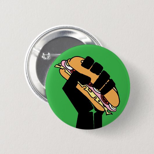 Hoagie Sandwich Guy Fist Resist Anti Trump Button (Vorne & Hinten)