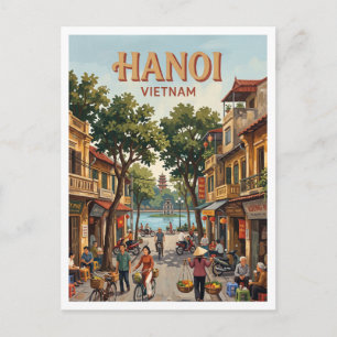 Hoan Kiem See und Altstadt Hanoi Vietnam Postkarte