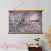 Hoaring Fairy and Owl Fantasy Art Wandteppich Mit Holzrahmen (Schlafzimmer)