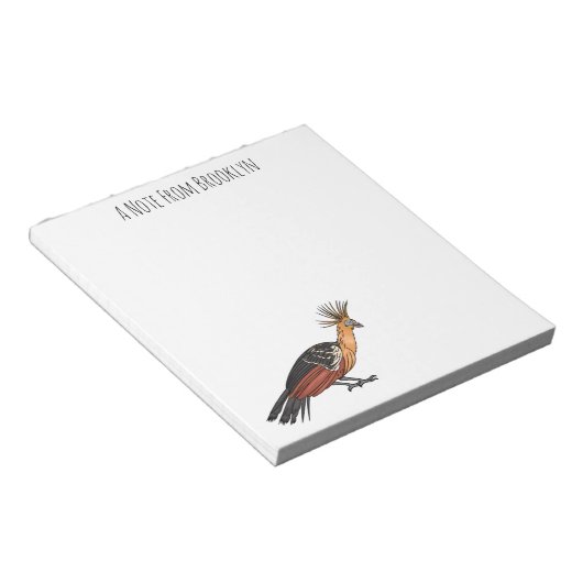 Hoatzin Cartoon Notizblock (angewinkelt)