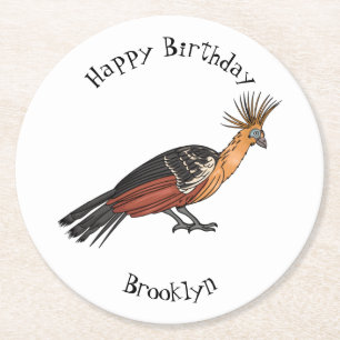 Hoatzin Cartoon Runder Pappuntersetzer