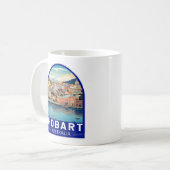 Hobart Australia Reisen Art Vintag Kaffeetasse (Vorderseite Links)