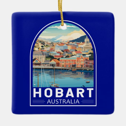 Hobart Australia Reisen Art Vintag Keramikornament (Vorderseite)