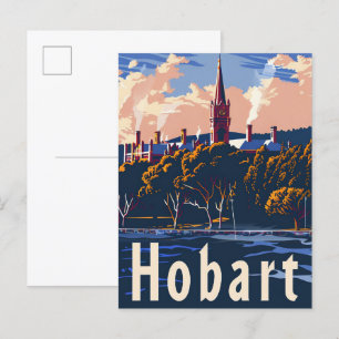 Hobart Tasmania Vintag Retro Travel Illustration Postkarte