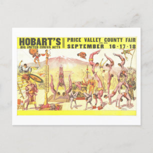 Hobart's Big United Circus Vintage-Werbung Postkarte