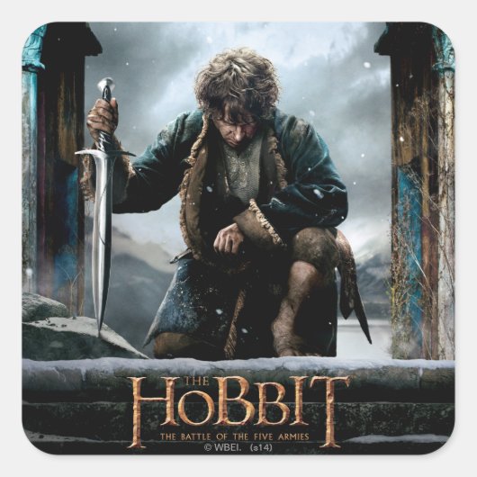 Hobbit - BILBO BAGGINS™ Movie Poster Quadratischer Aufkleber (Vorderseite)