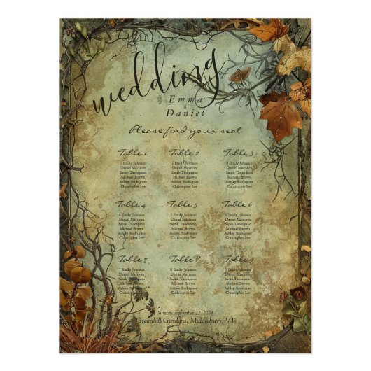 Hobbiton Haven Wedding Chart (Vorderseite)