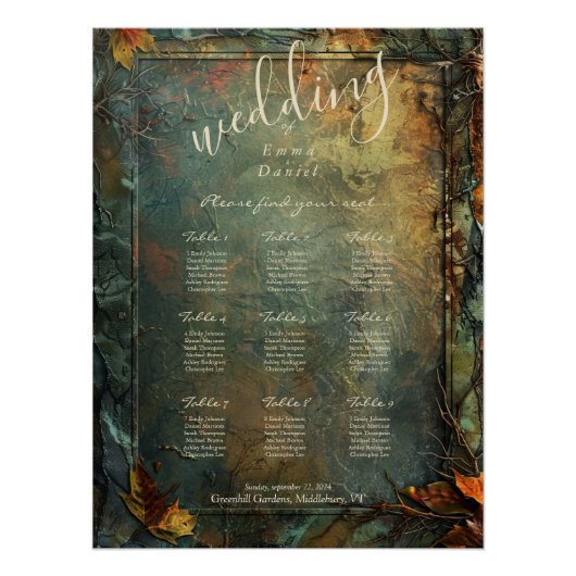 Hobbiton Haven Wedding Chart (Vorderseite)