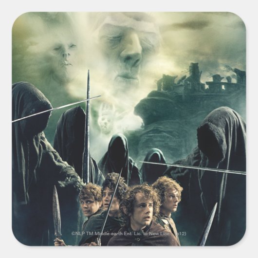 Hobbits Ready to Battle Quadratischer Aufkleber (Vorderseite)