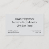 Hobby Farm Carrots Vegetables Backyard Visitenkarte (Rückseite)