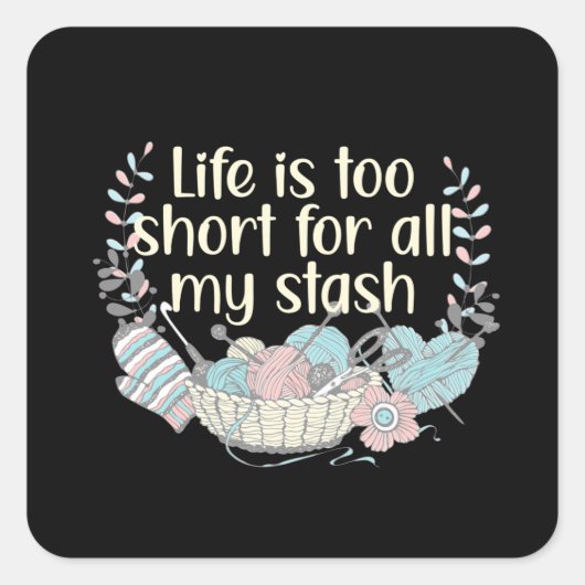 Hobby Knitting Yarn Wool Stash Quadratischer Aufkleber (Vorderseite)