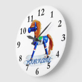 Hobby Pferd mit Namen Große Wanduhr (Winkel)