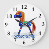 Hobby Pferd mit Namen Große Wanduhr (Vorderseite)