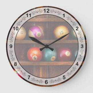 Hobby - Pool - Spielen wir Billard Große Wanduhr